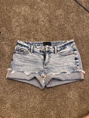Buckle Black Denim Shorts